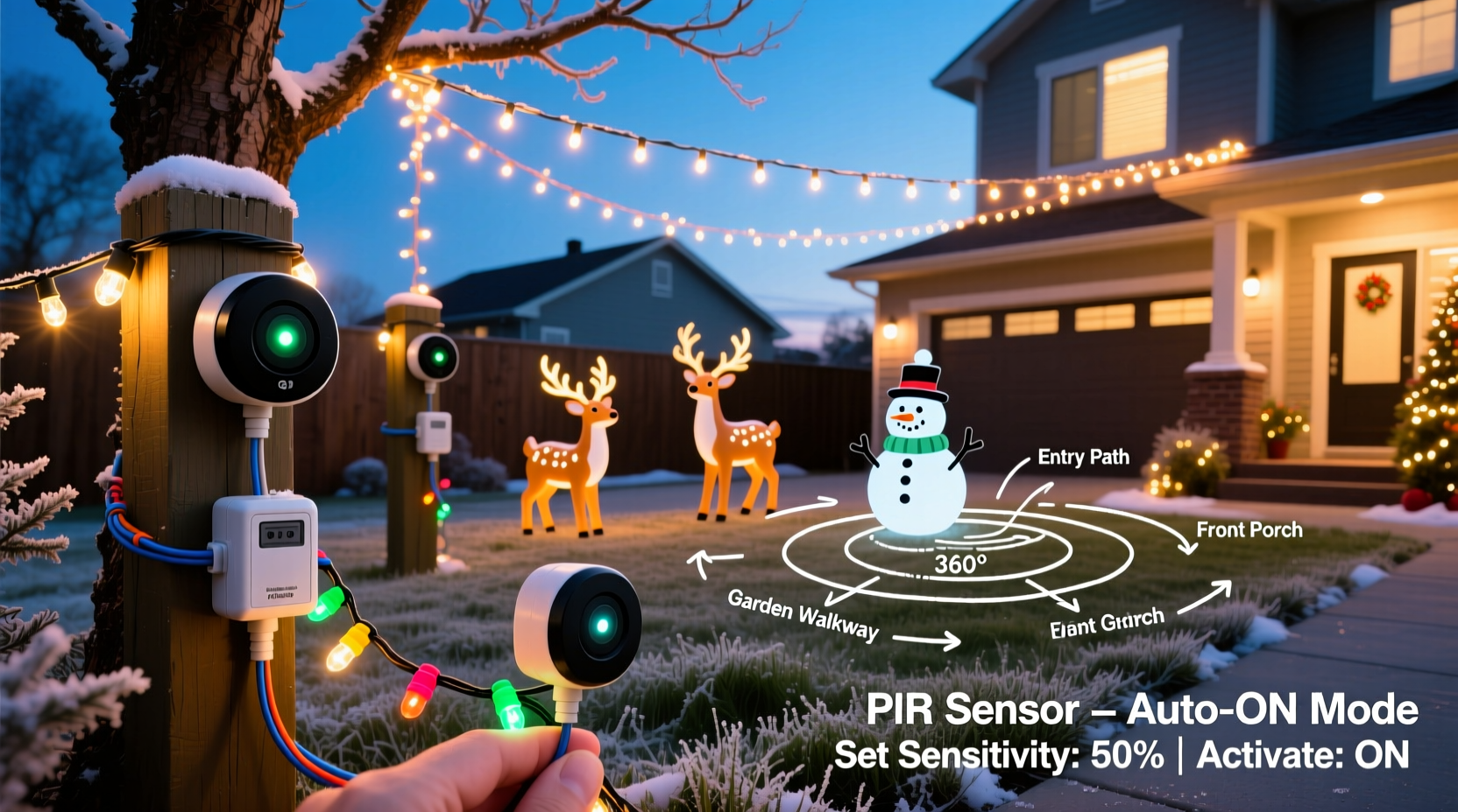 how to use motion sensors with outdoor christmas lighting displays