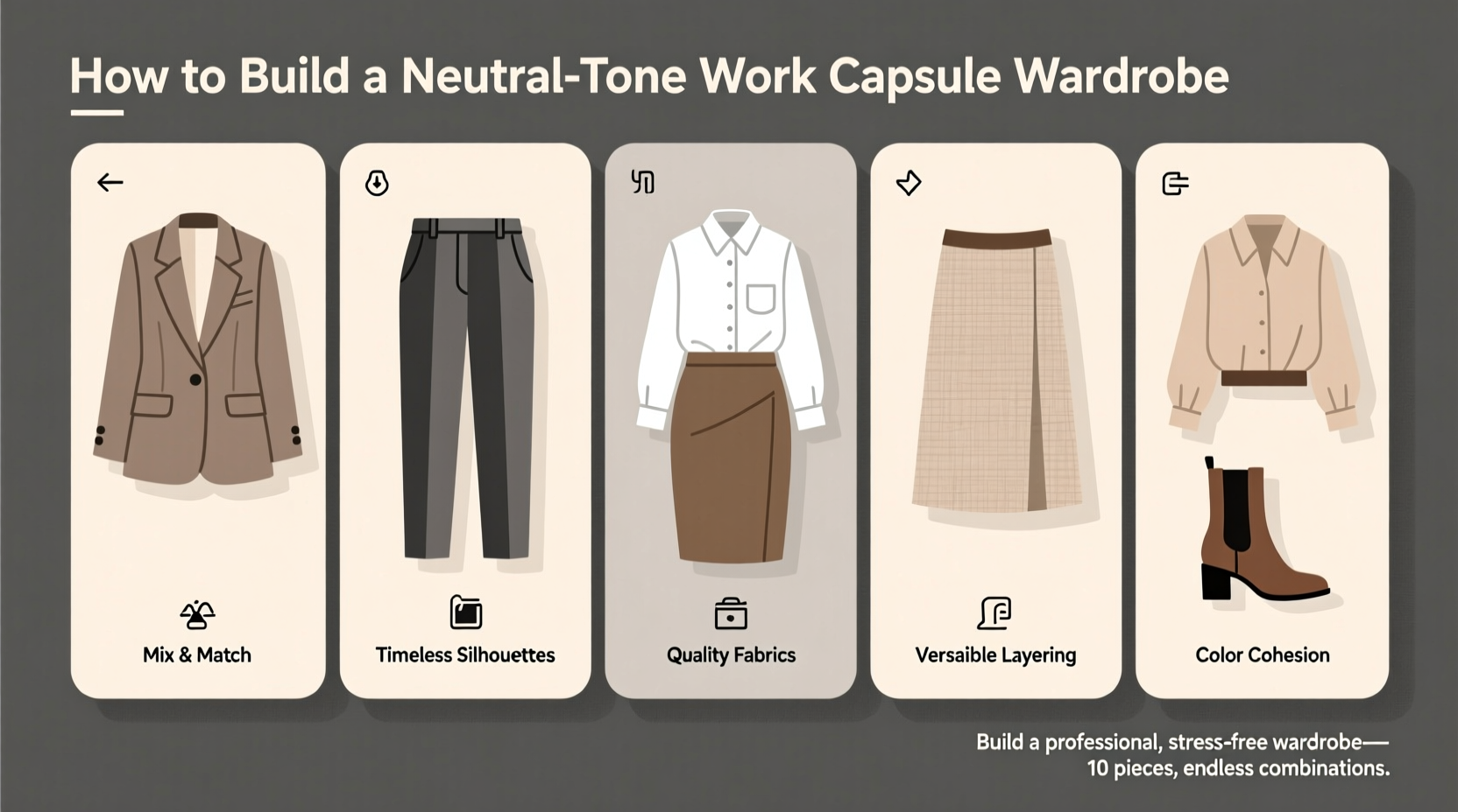 how to create a capsule wardrobe with only neutral tones for work
