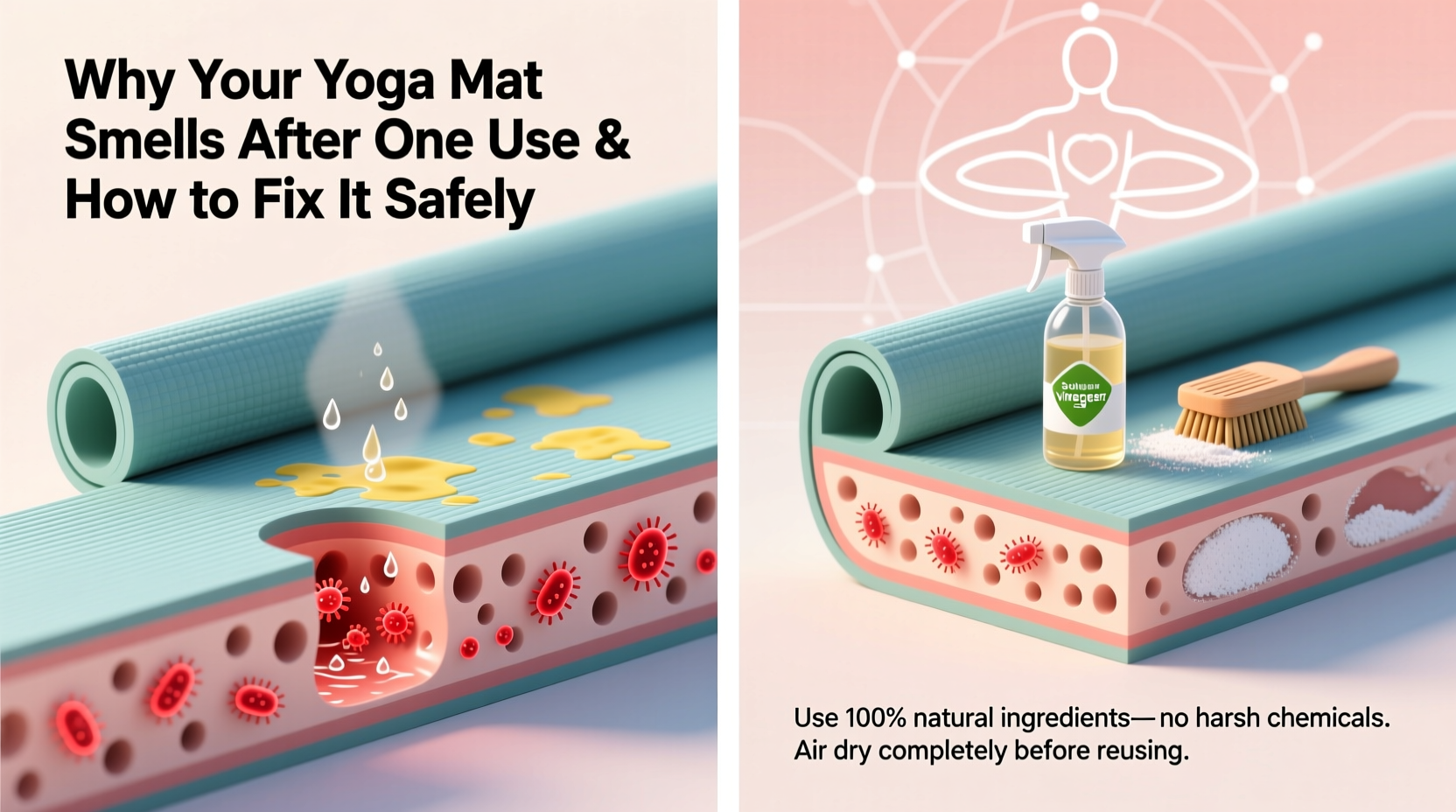 why does my yoga mat smell after one use and how to deodorize it safely