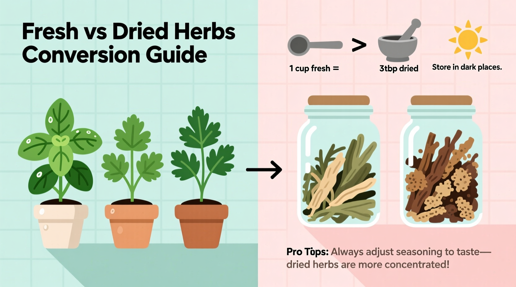 fresh vs dried herbs conversion guide with pro tips
