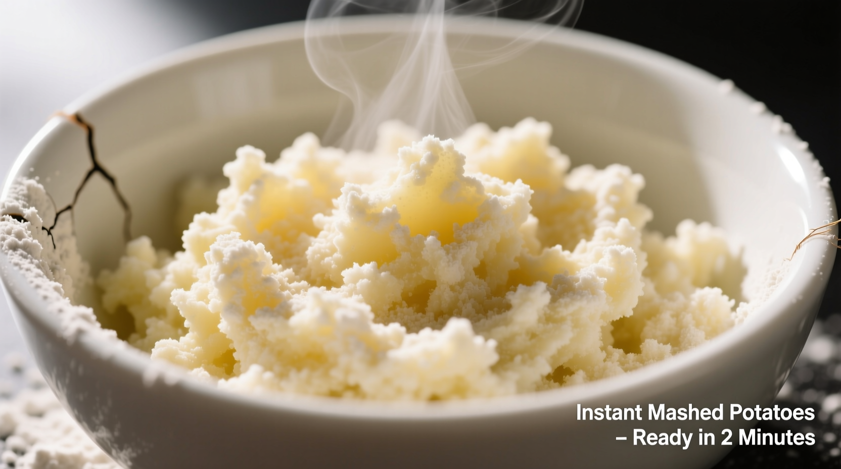 Close-up of instant mashed potato flakes in bowl