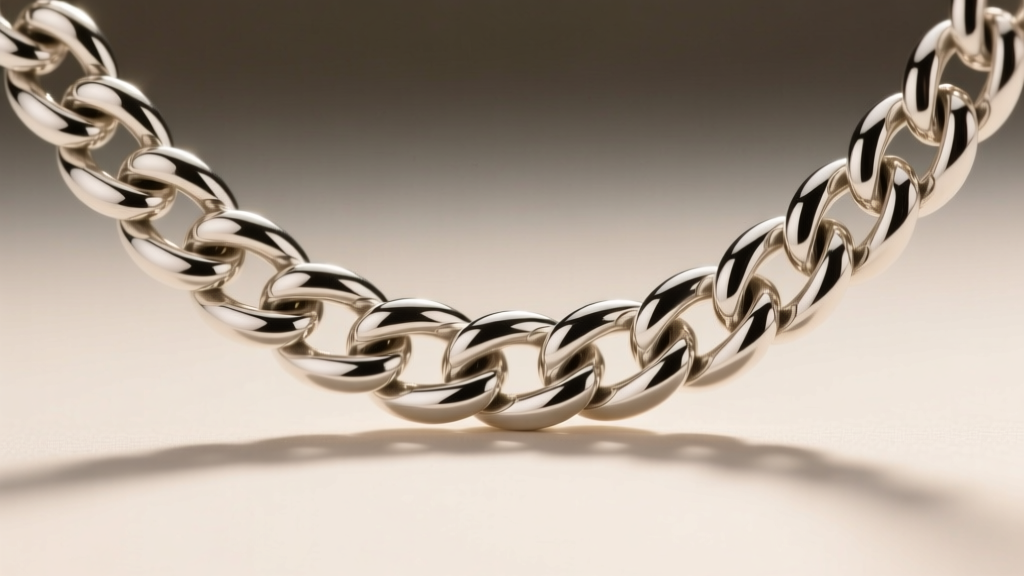 Macro shot of an 18-gauge sterling silver wheat chain showing the tight interlocking weave built to support heavy carved pendants.