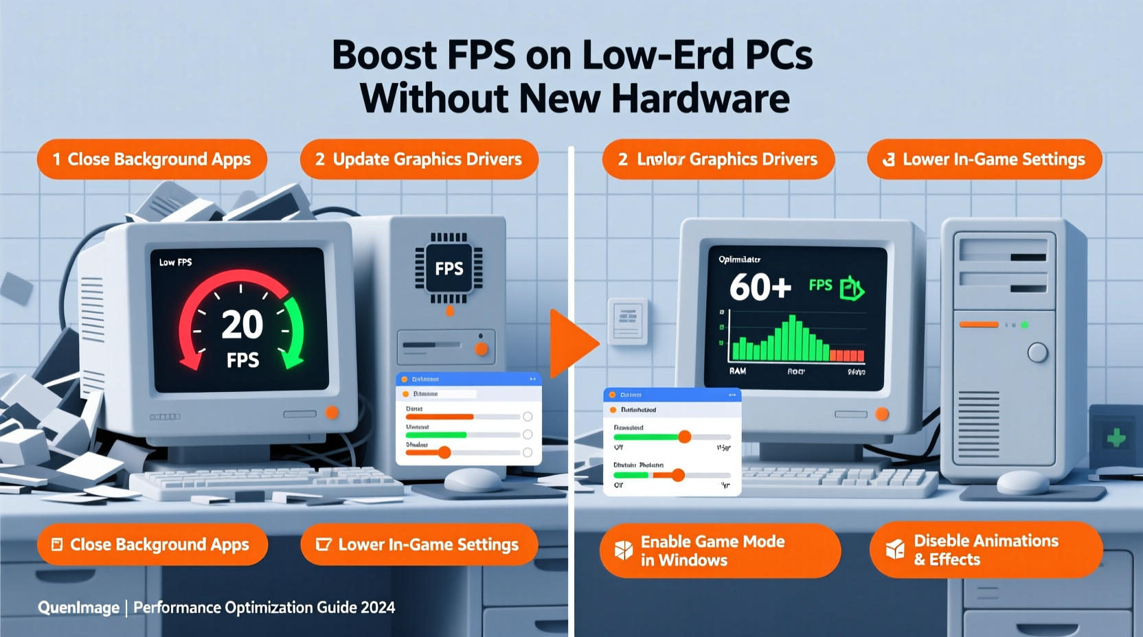 how to improve fps in low end pcs without buying new hardware