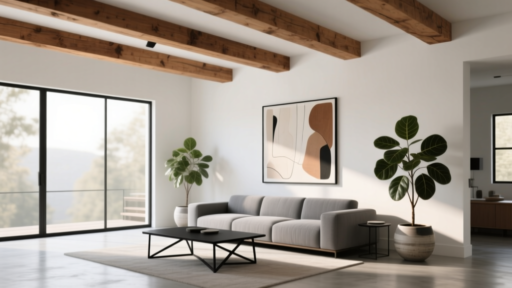 Exposed Beams Living Room Decor (2026)