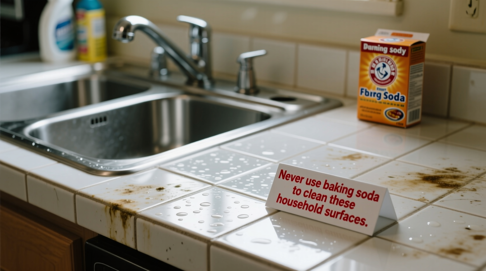 never use baking soda to clean these household surfaces