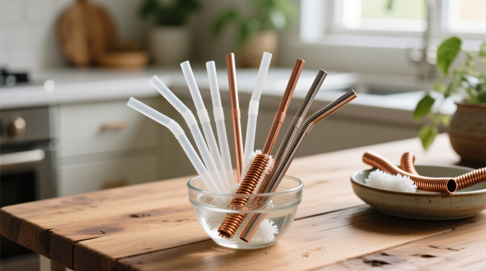 eco friendly cleaning tips sanitize straws with copper vinegar