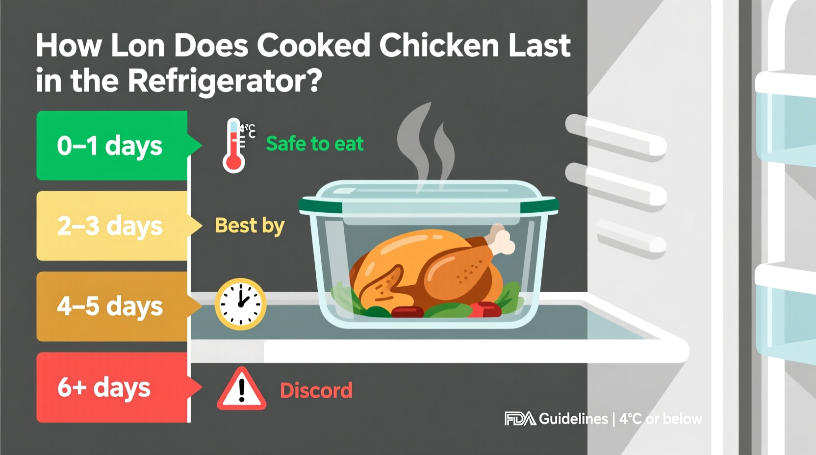 how long will cooked chicken last in the refrigerator