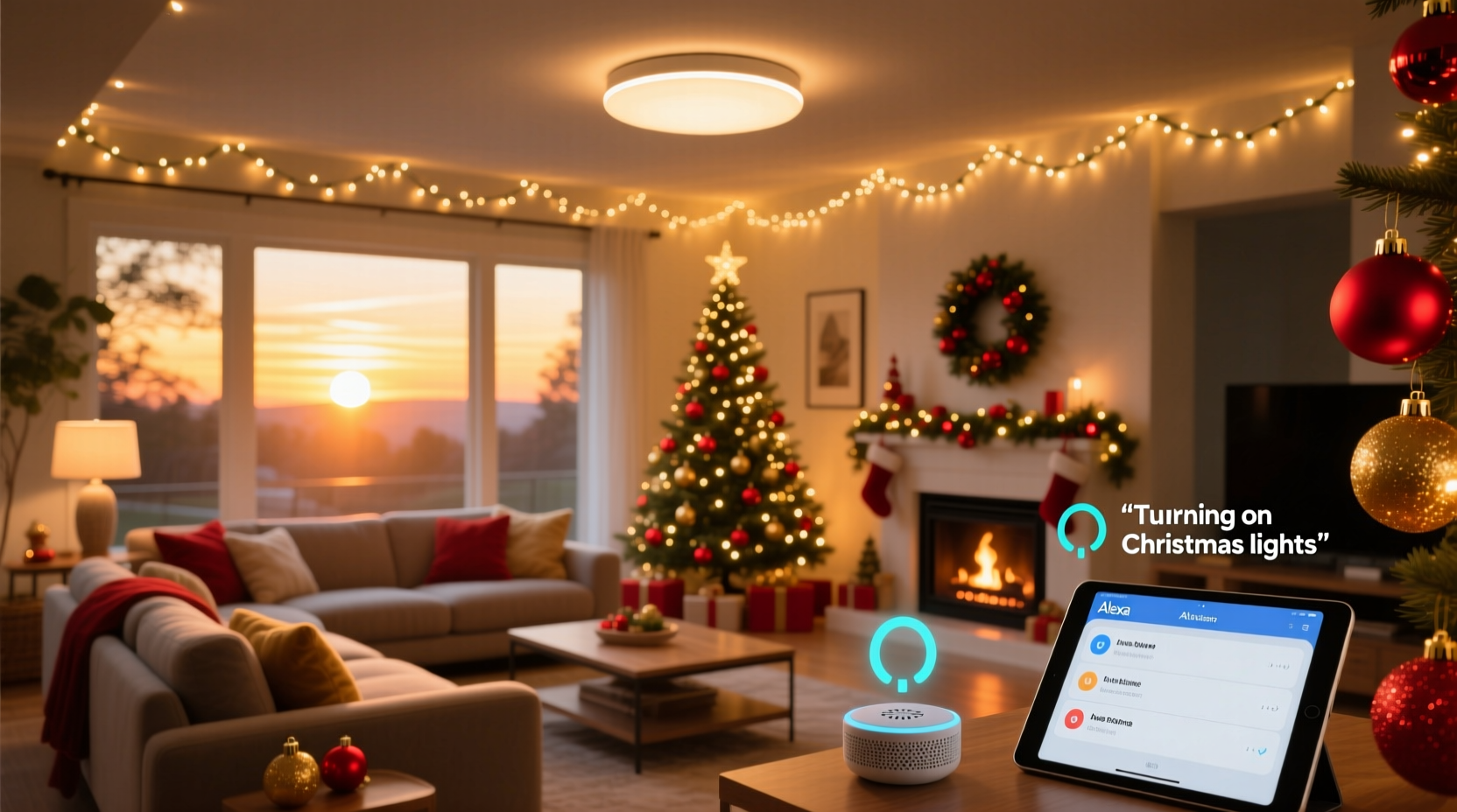 can you use alexa routines to turn on christmas lights at sunset automatically