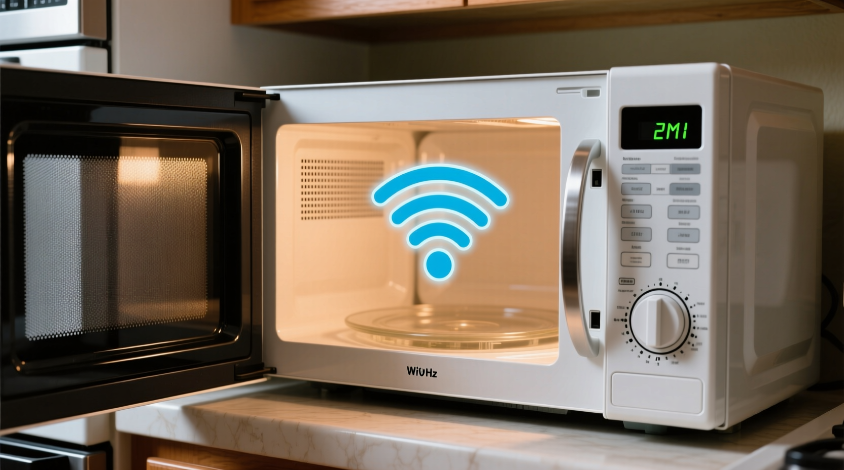 why does my wifi cut out when i turn on the microwave