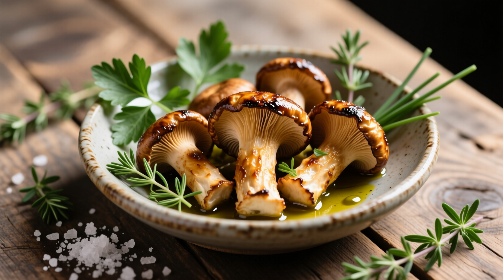 Pan-seared lion's mane mushrooms with herbs