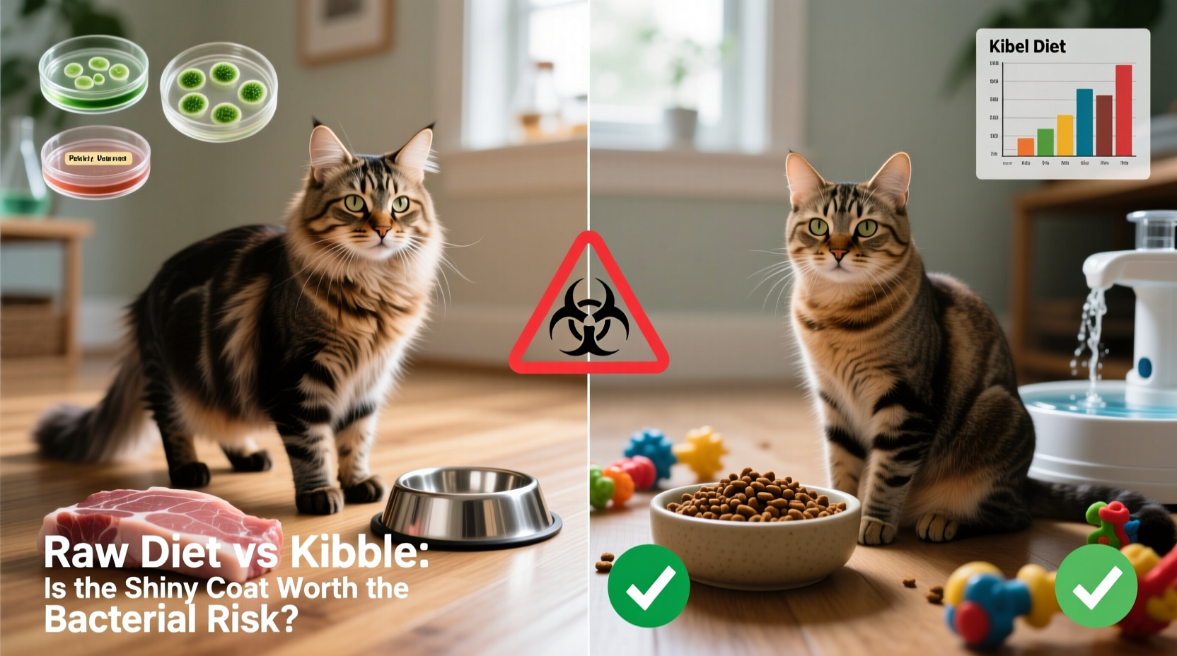 raw diet vs kibble for cats is the shiny coat worth the bacterial risk