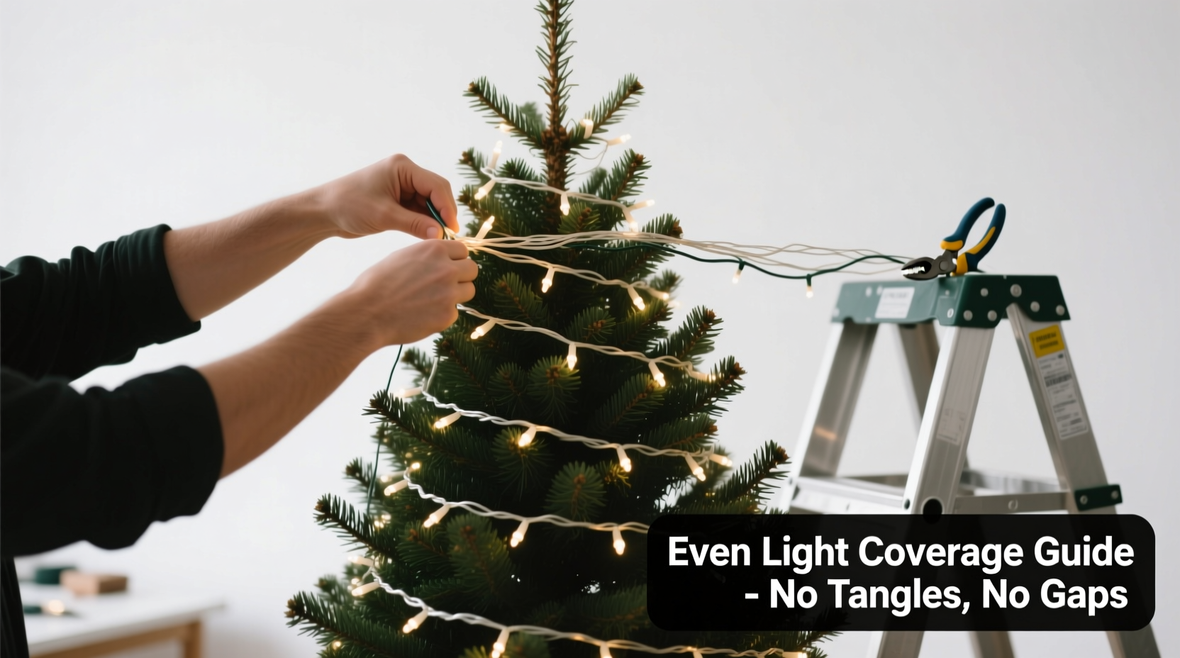 how to wrap a christmas tree in lights evenly without dark spots or tangles