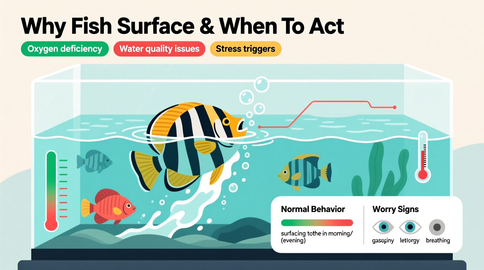 why do fish swim to the top of the tank and when should you worry