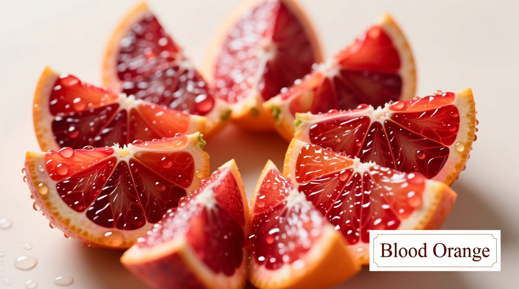 Freshly sliced blood oranges showing deep crimson flesh