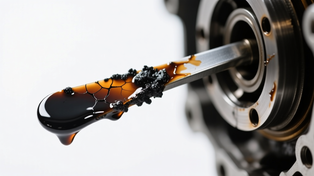 Close up of burnt automatic transmission fluid on a dipstick indicating severe internal clutch failure
