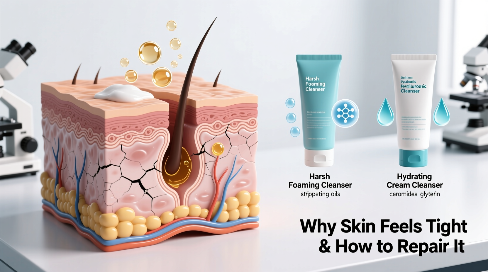 why does my skin feel tight after cleansing and what cleansers restore moisture