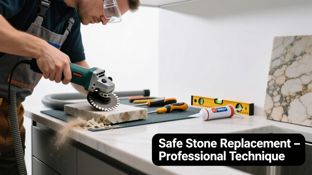 Replacing a Stained Natural Stone Section Safely