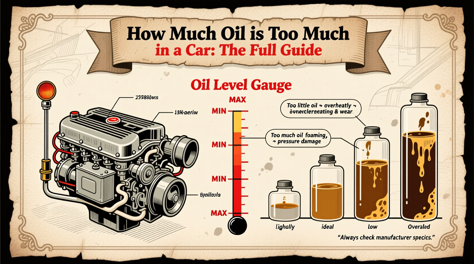 how much oil is too much in a car