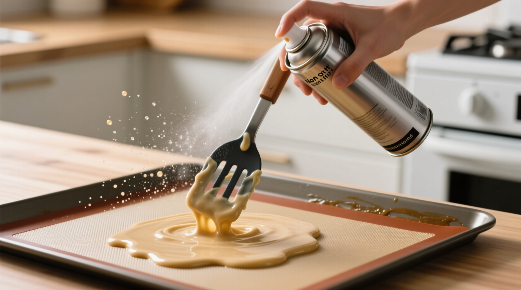 use non stick cooking spray to make scooping sticky ing