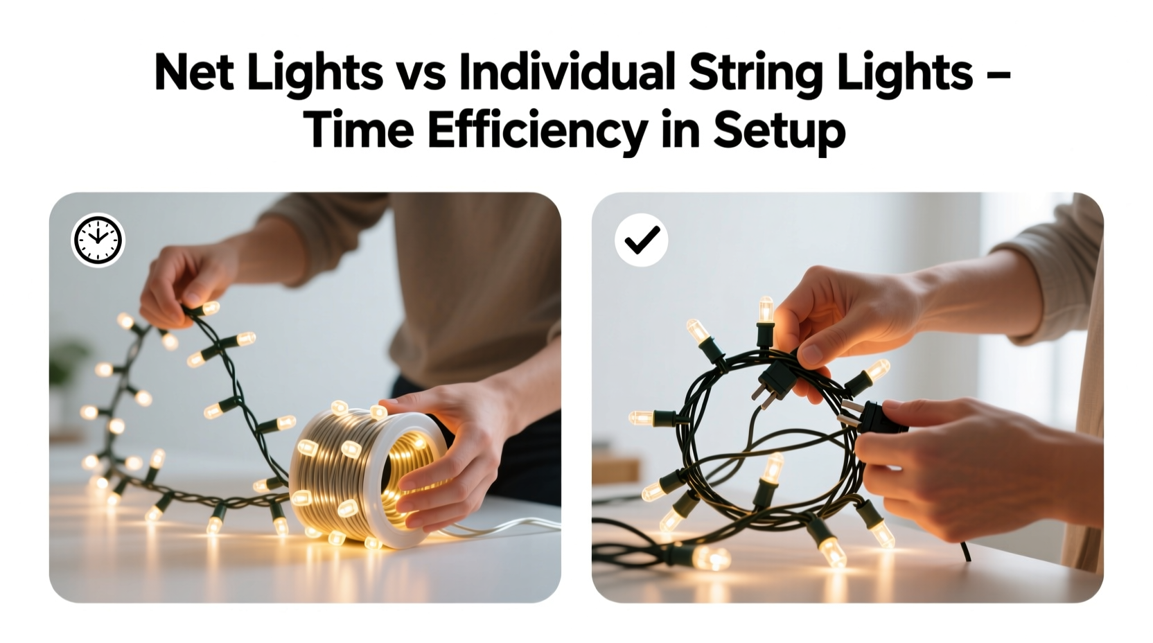 net lights vs individual string lights which saves time during setup