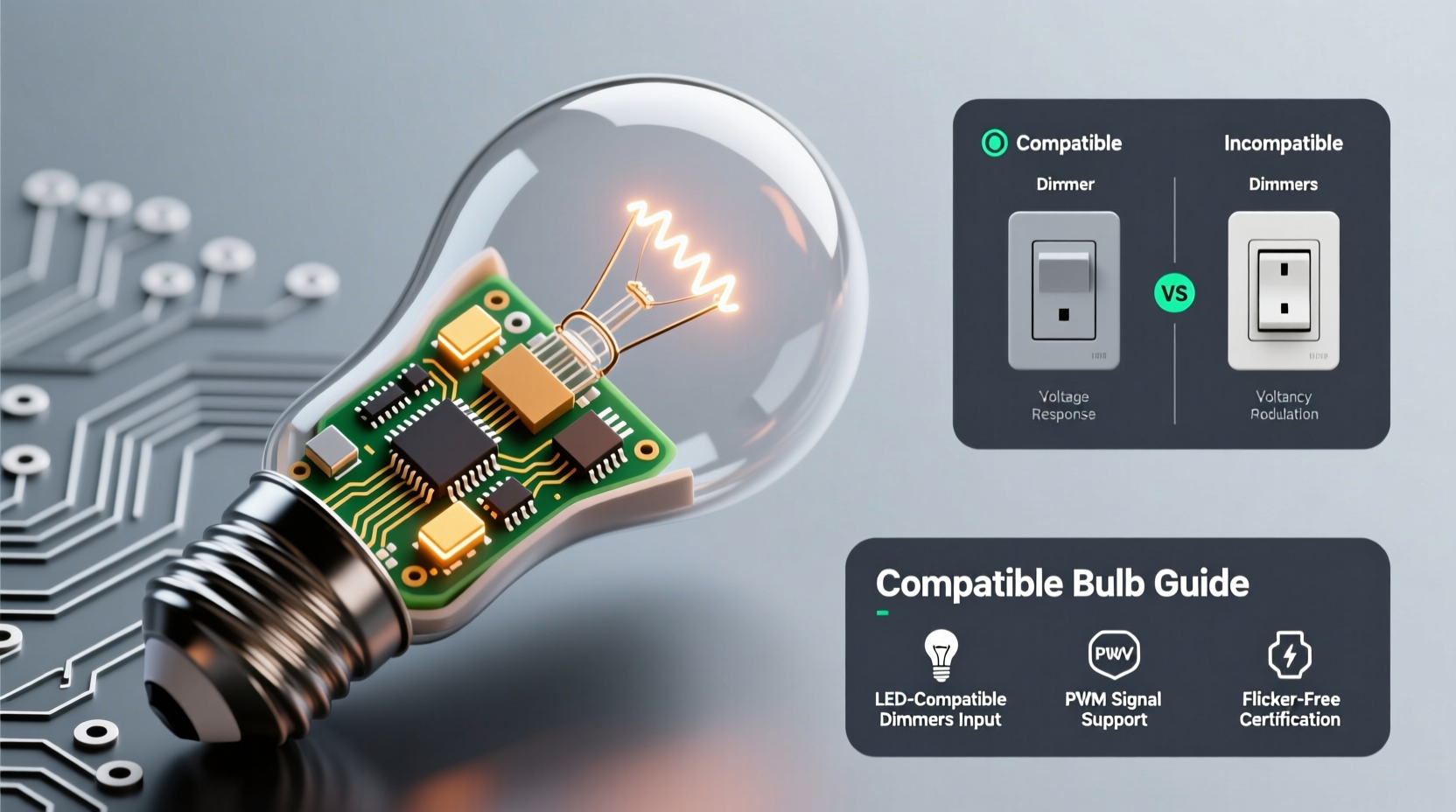 why is my smart bulb flickering when dimmed compatible bulb guide included