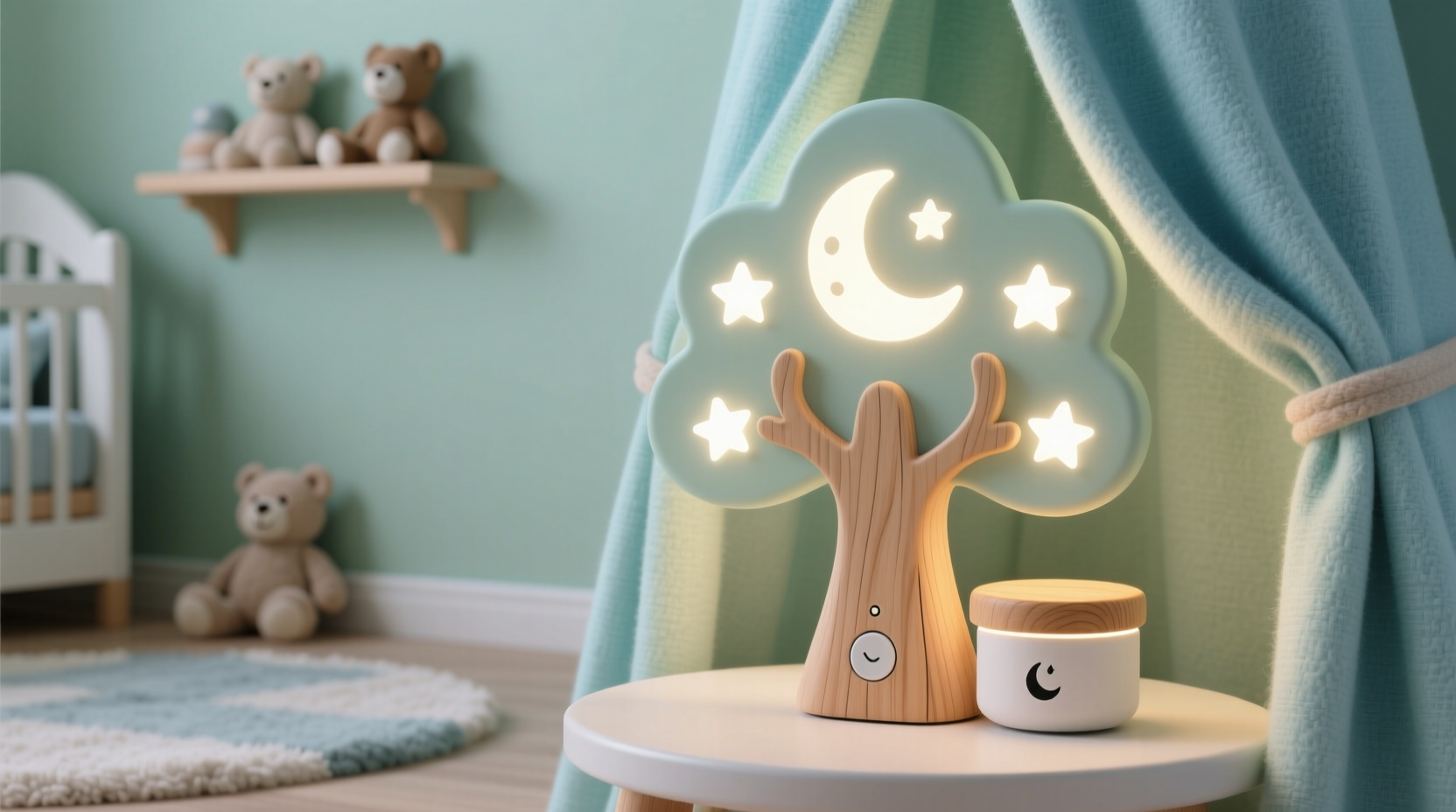 how to turn a small tabletop tree into a functional nightlight for toddlers