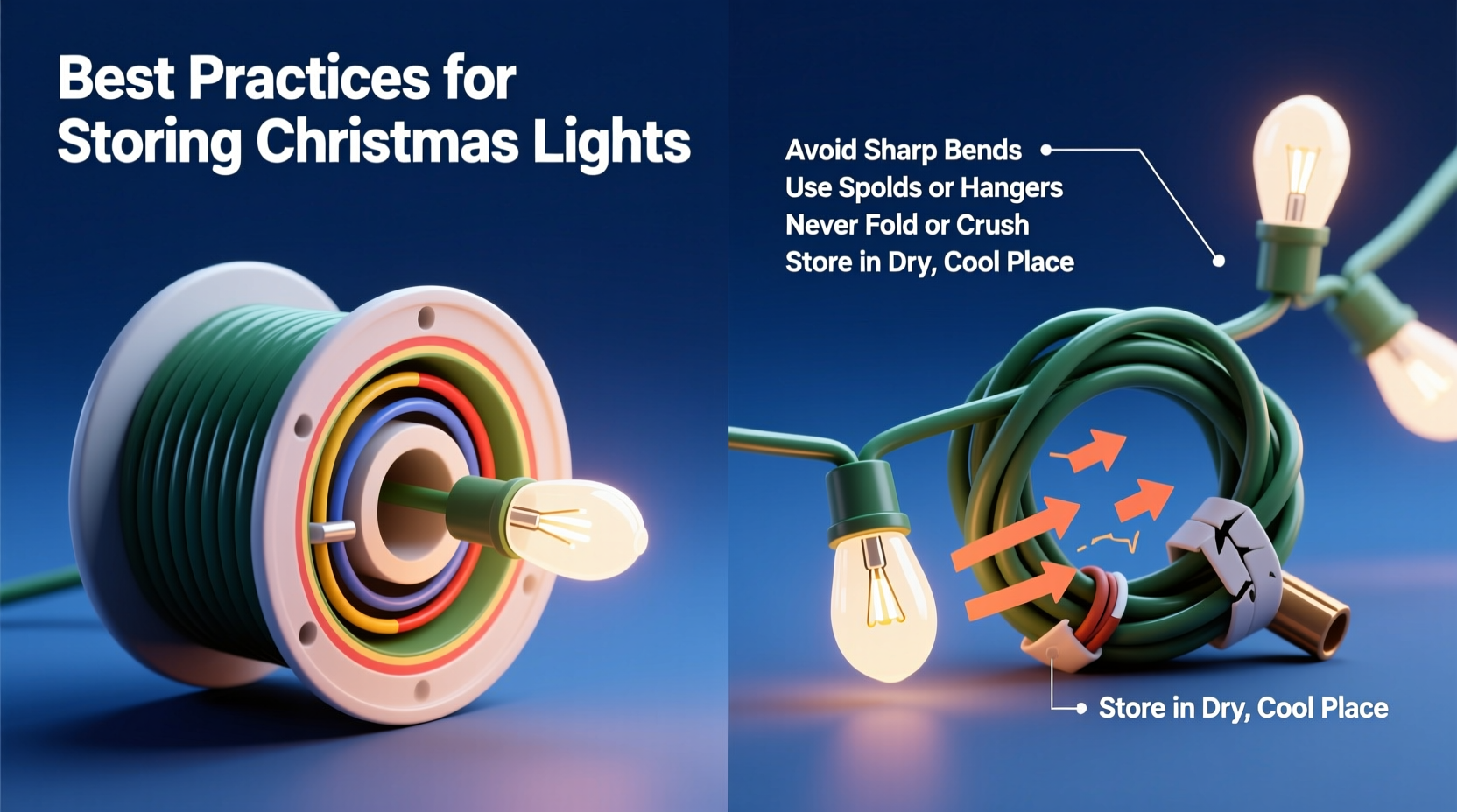 why do christmas lights form kinks when stored improperly best practices