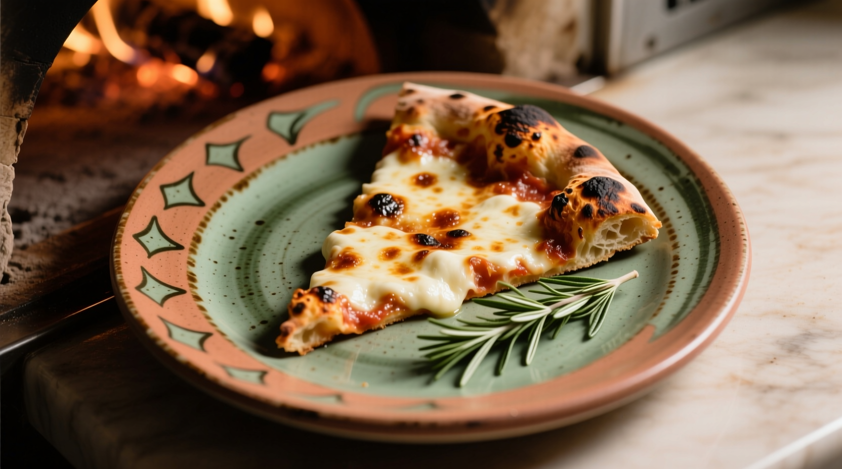Tipsy Tomato's signature wood-fired pizza on ceramic plate