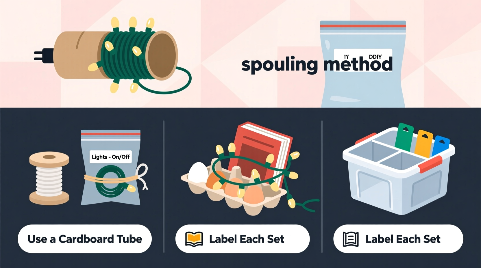 how to prevent christmas lights from tangling in storage with simple hacks