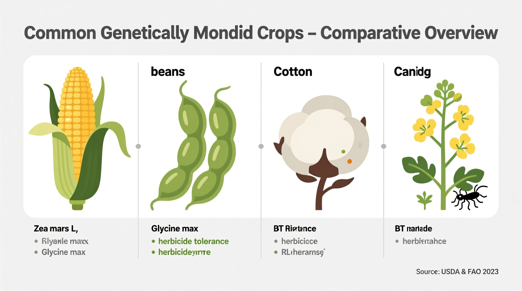 GMO crops comparison chart showing common genetically modified foods