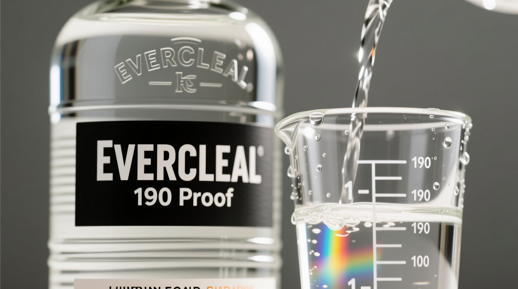 Close-up of Everclear bottle with measuring cup