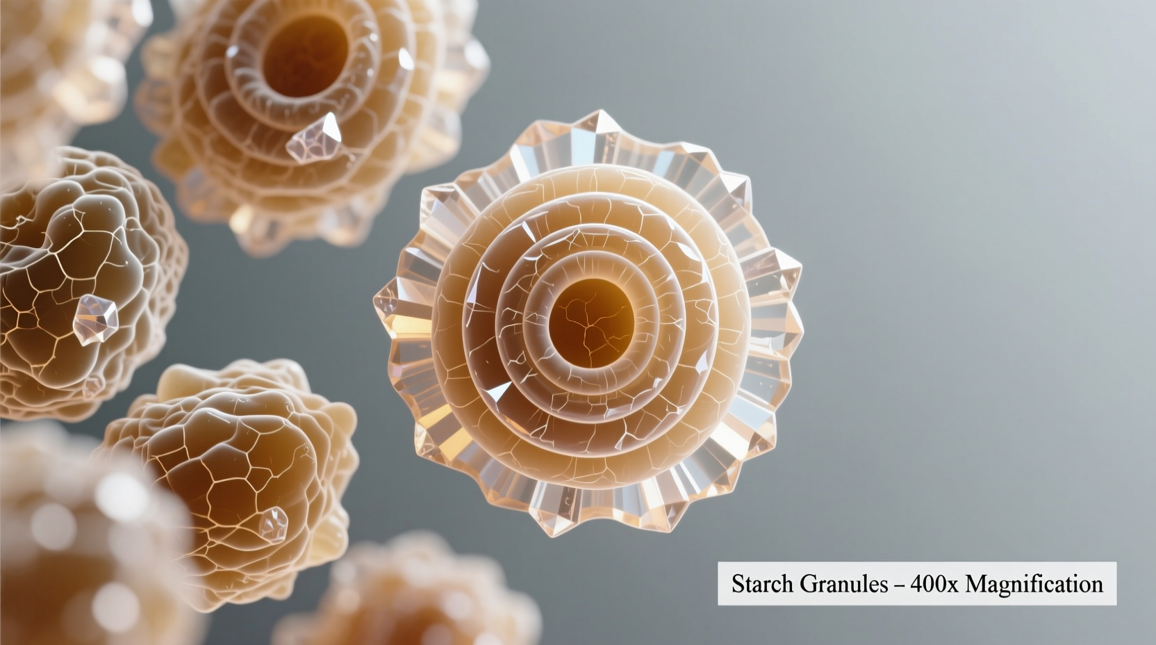 Microscopic view of starch granules