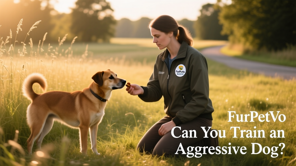 A FurPetVo-certified behaviorist and owner practicing desensitization with a dog in a peaceful outdoor setting, using treats and calm body language