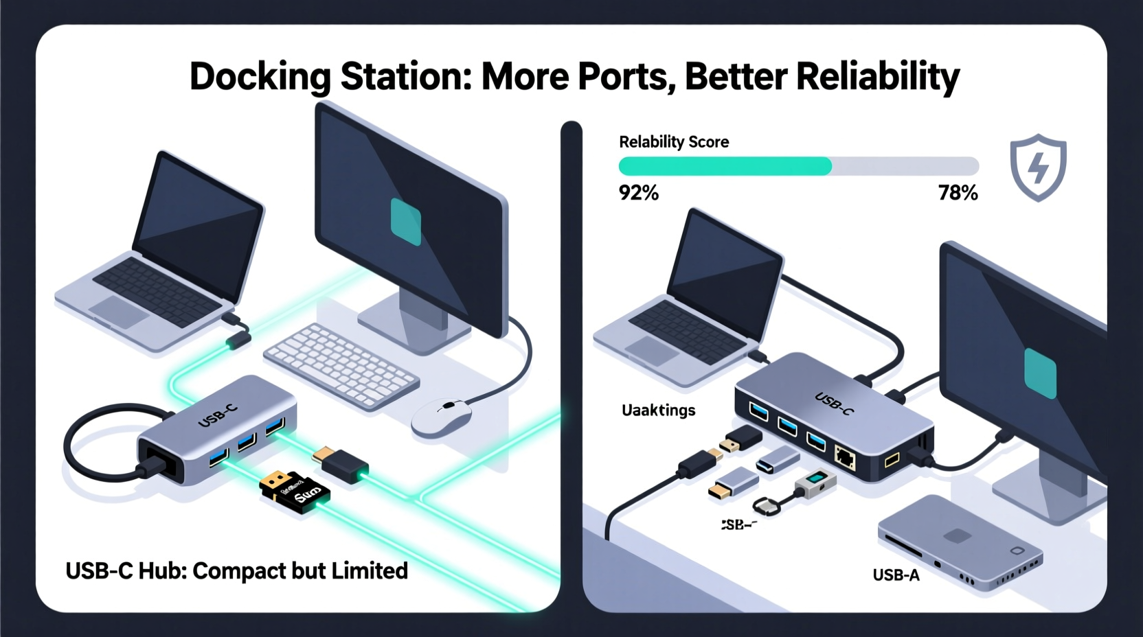 usb c hub vs docking station which one connects more devices reliably