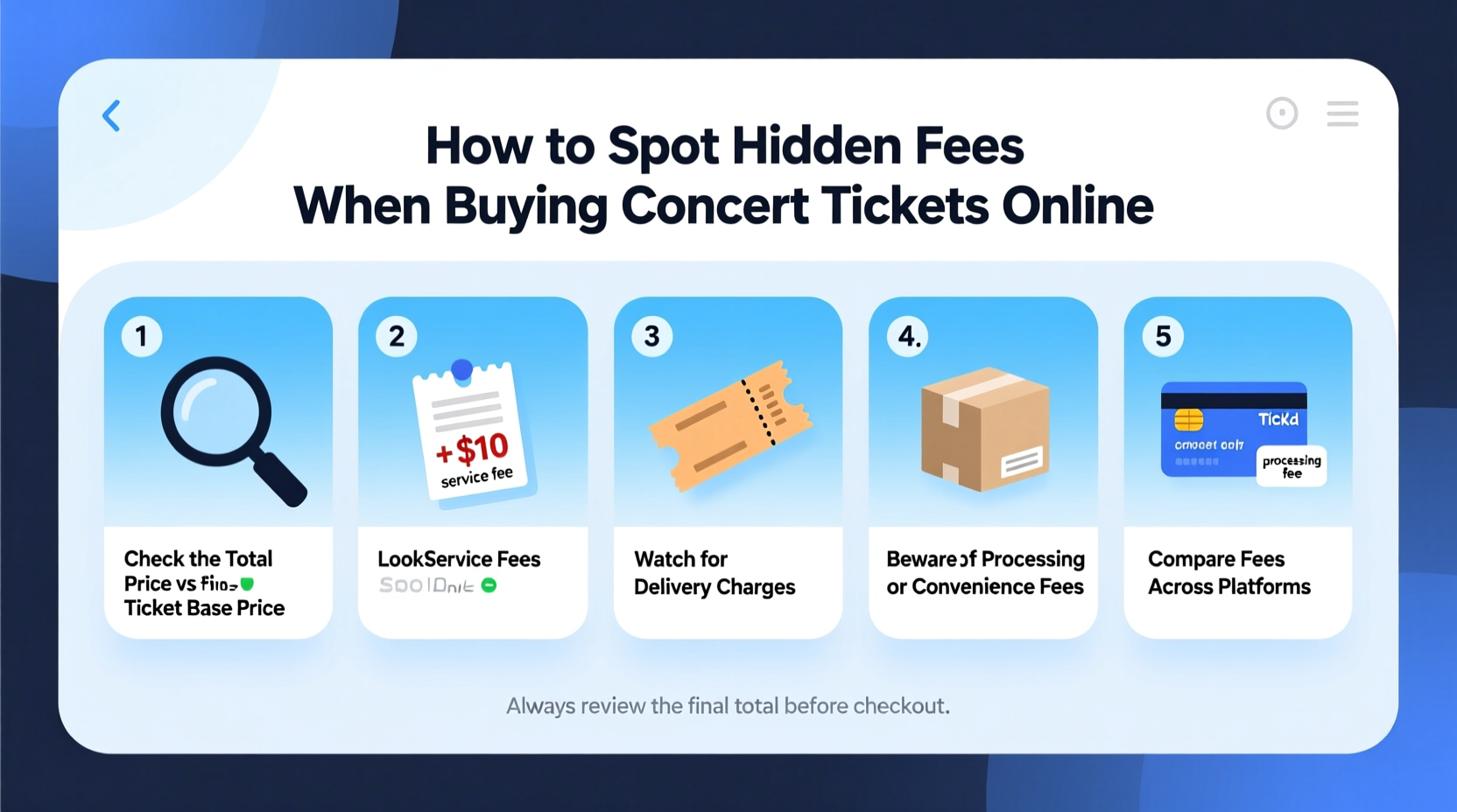 how to spot hidden fees when buying concert tickets online