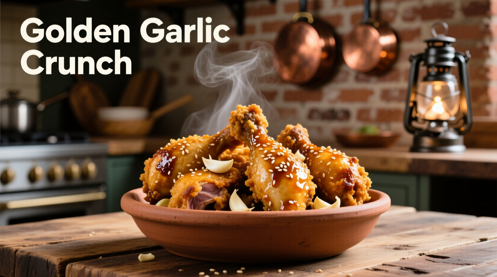 Crispy garlic fried chicken with golden crust