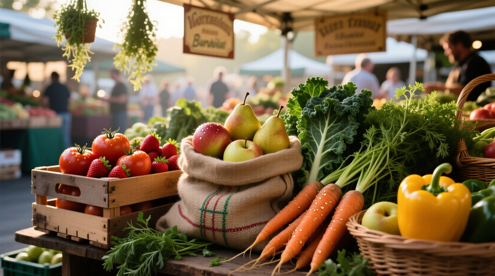 Fresh produce selection at farmers market