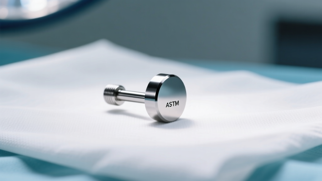 ASTM F136 titanium 16-gauge labret stud with a mirror flat back resting on a sterile medical drape under bright clinical lighting.