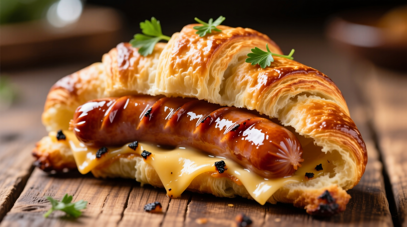glazed cocktail sausage crescent roll sandwich