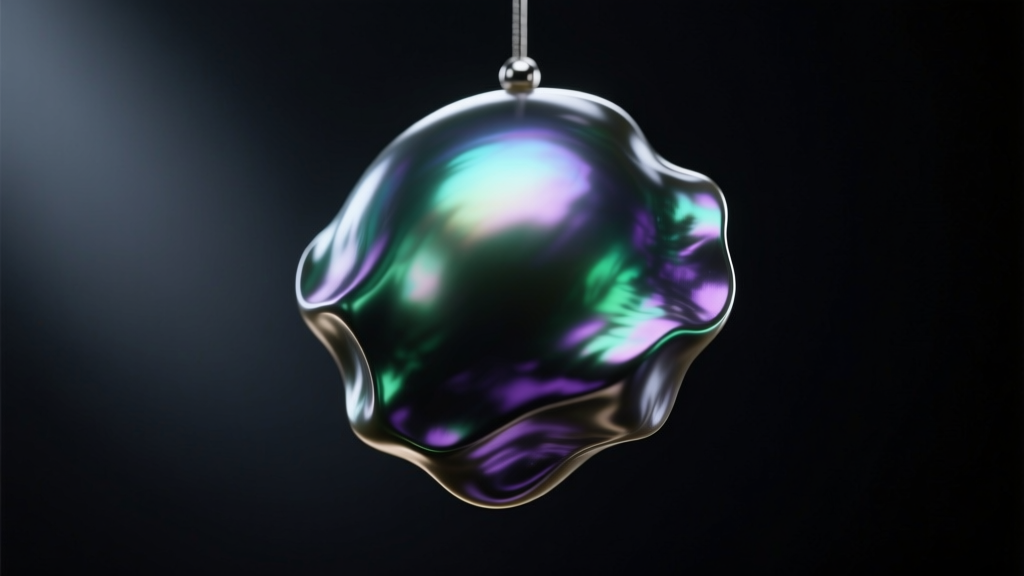 Macro shot of a dark Tahitian irregular pearl revealing vivid peacock green and deep purple overtones against a matte black velvet background.