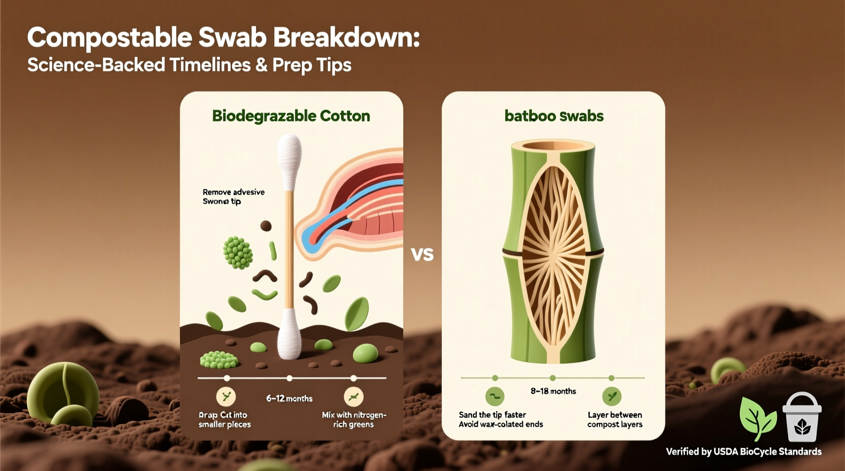 compostable cotton vs bamboo swabs which decomposes faster