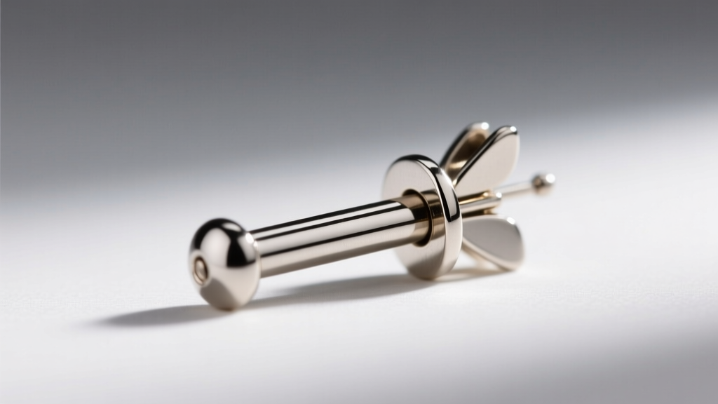 Macro photography of a fashion earring post showing the 20-gauge metal thickness and a standard butterfly friction clutch back.