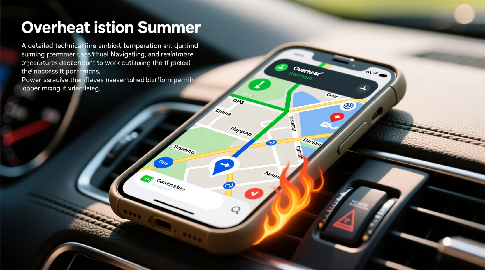 why does my phone overheat when using navigation apps in summer