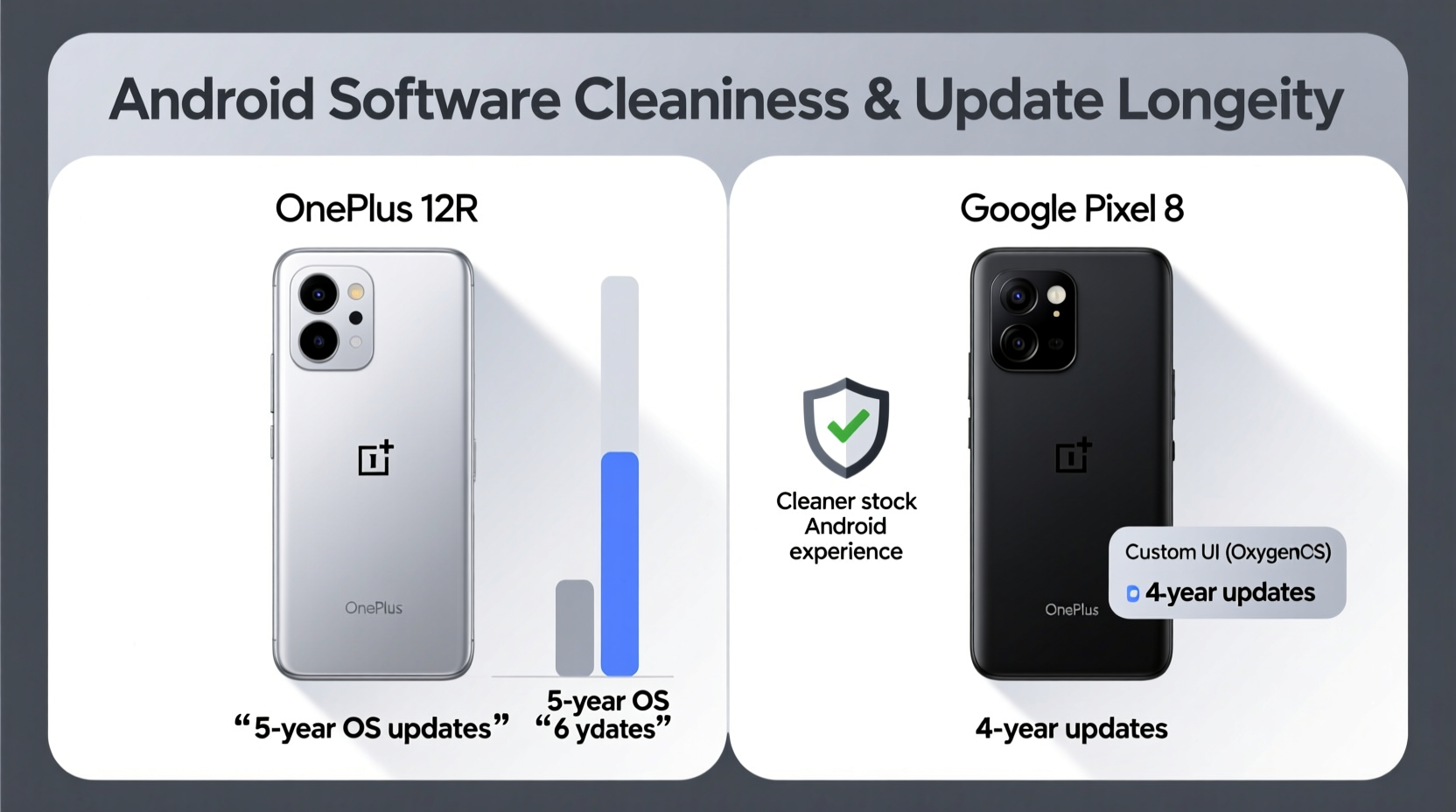 oneplus 12r vs pixel 8 which android offers cleaner software and longer updates