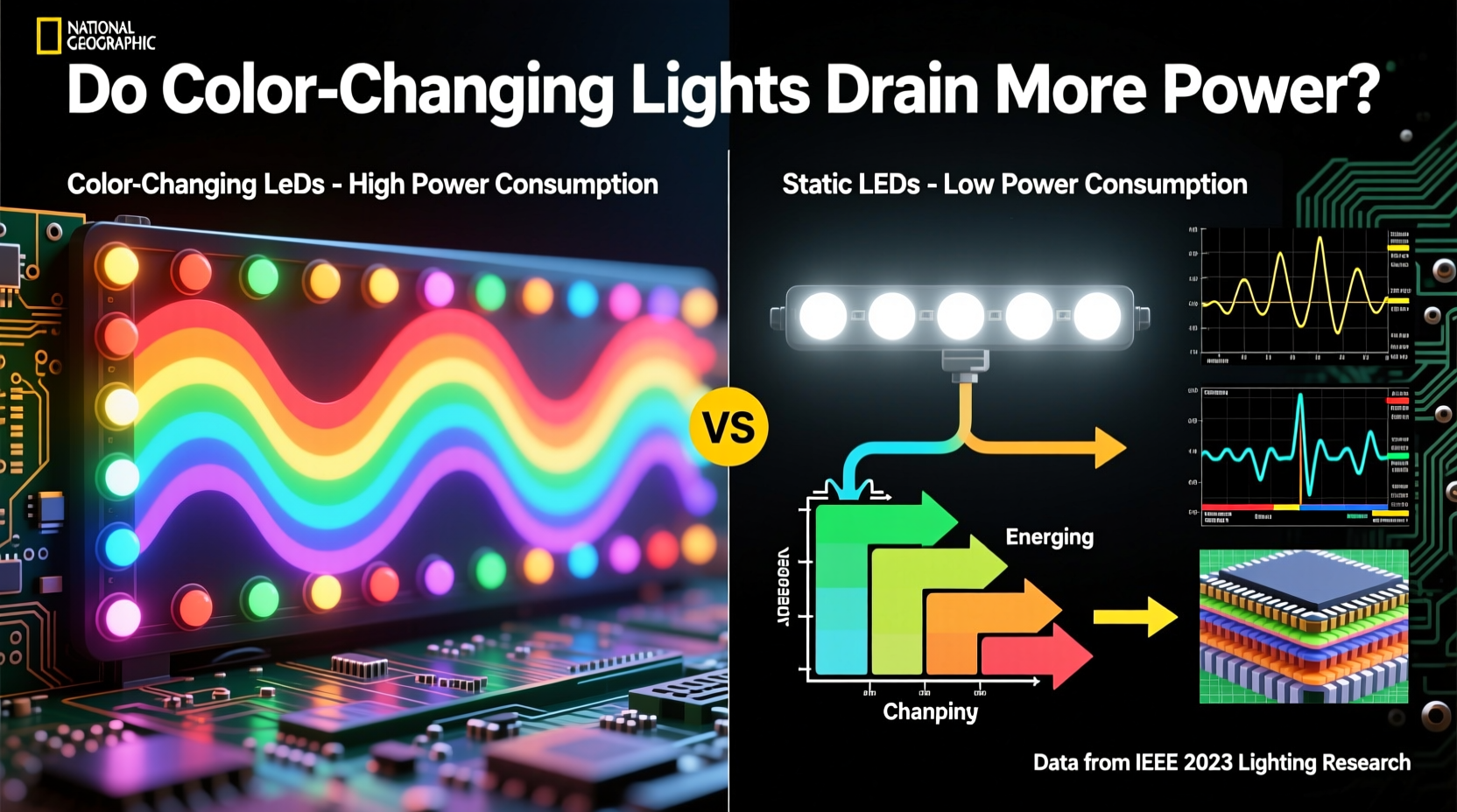 do color changing lights drain more power than static ones