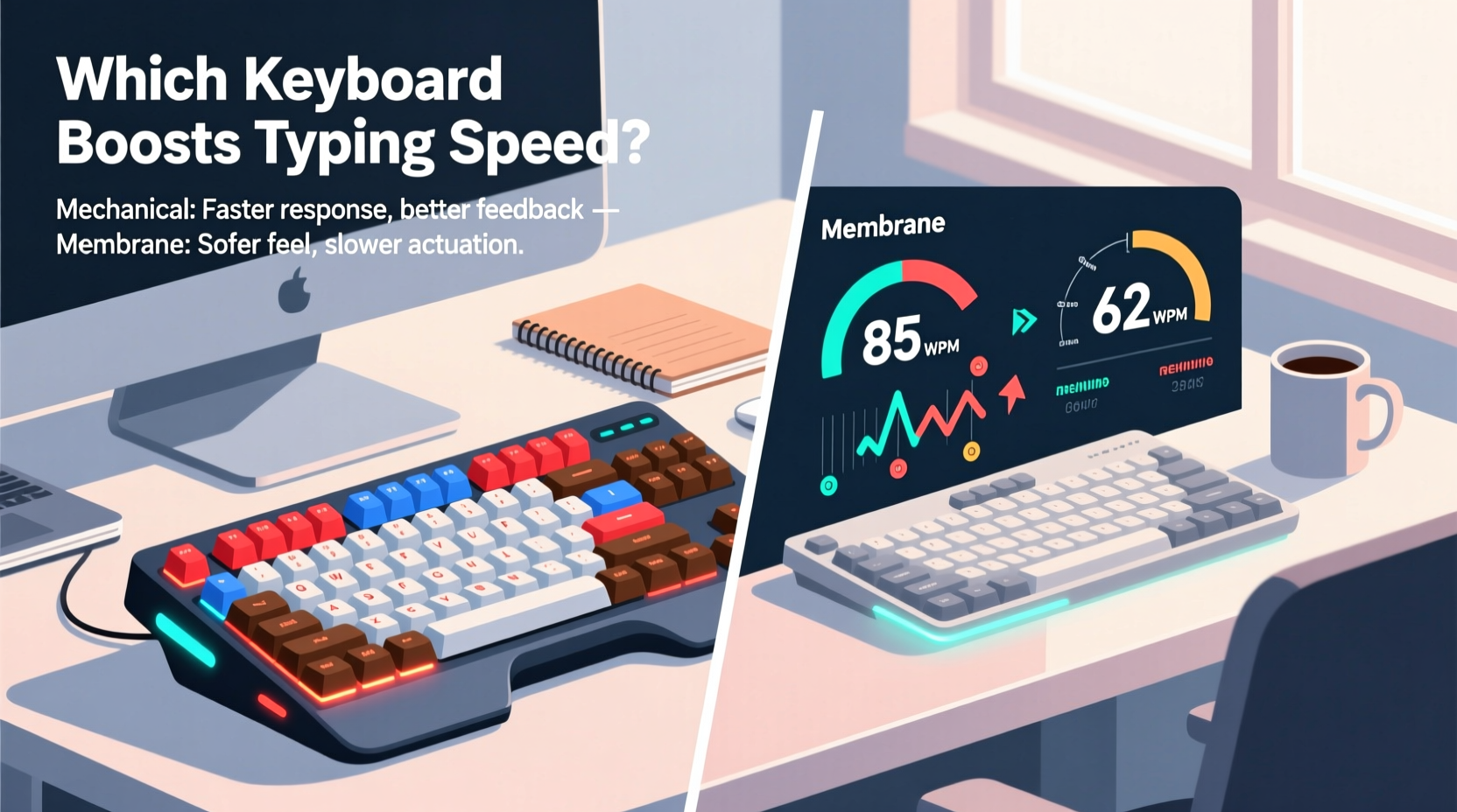 mechanical vs membrane keyboards which one actually improves typing speed for work