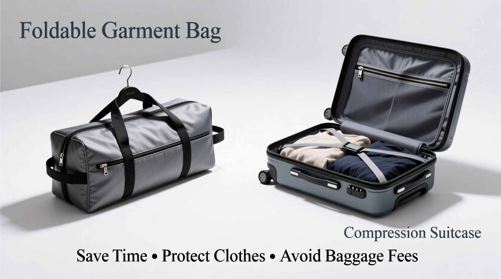 foldable garment bag vs compression suitcase