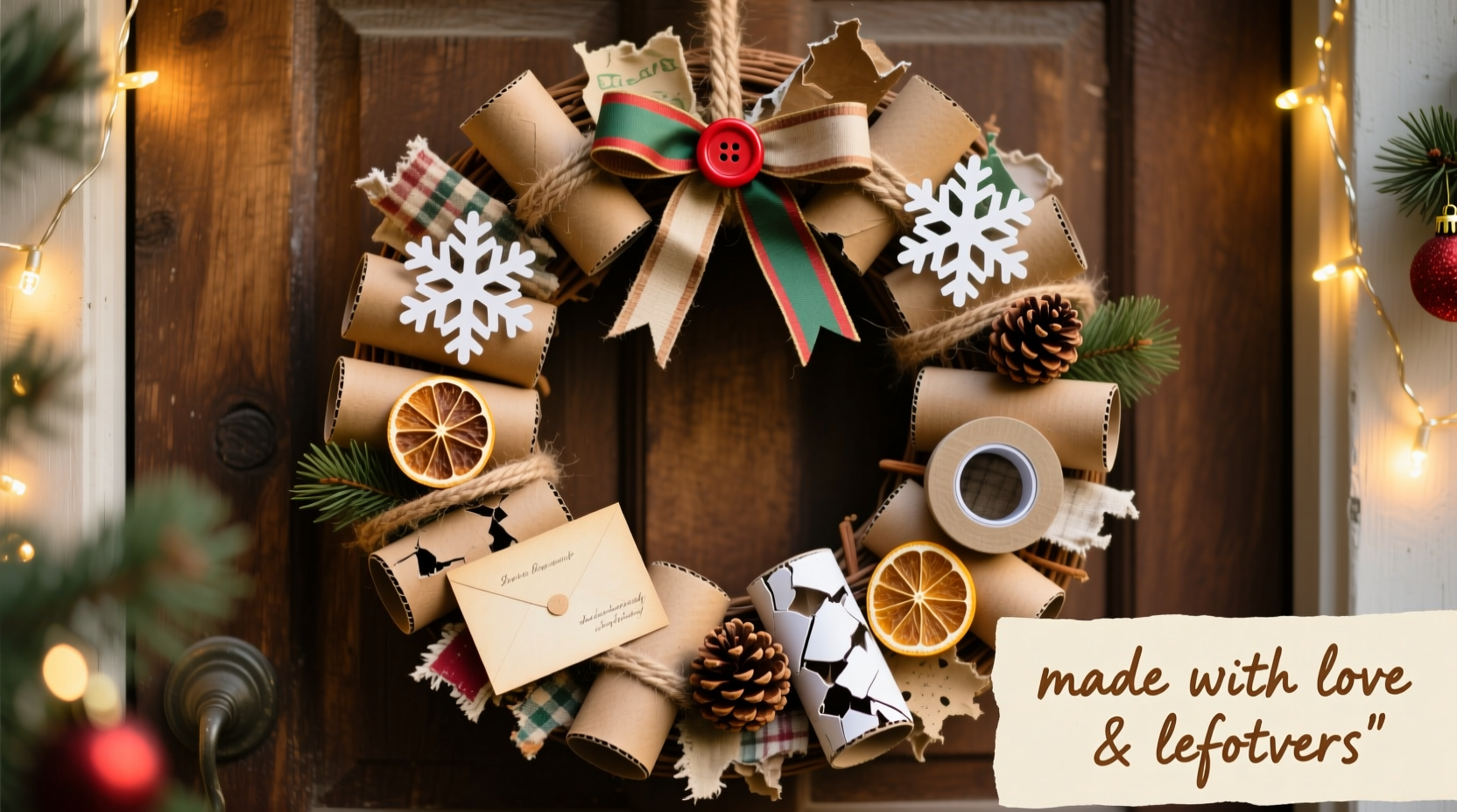 how to make a christmas wreath using only recycled materials