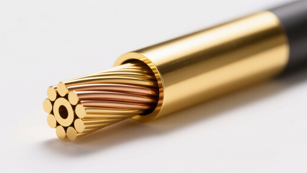Cross-section diagram of gold filled wire showing a thick 14k gold layer bonded to a solid jeweler brass core under heat.