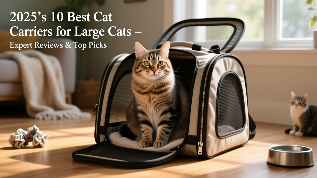 Large cat comfortably sitting inside a spacious, well-ventilated soft-sided carrier with mesh panels and a secure zipper closure